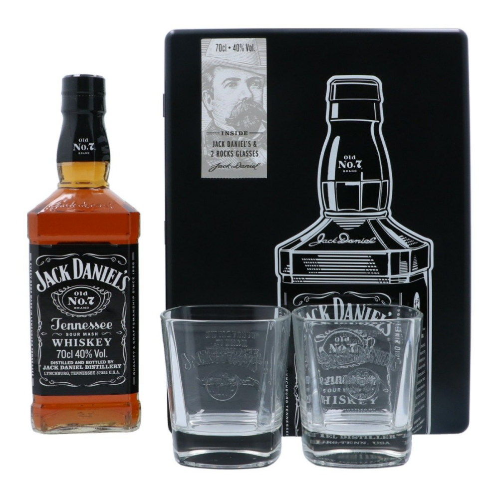 Виски Jack Daniel's Gift Box, 0,7 л, Теннесси, США + 2 бокала