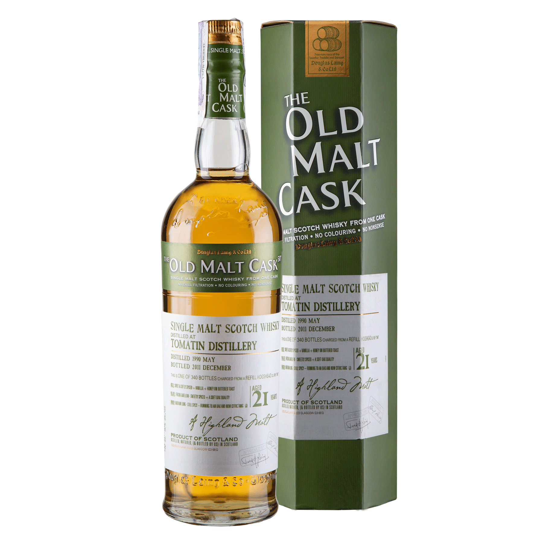 インチガワー The Old Malt Cask 21年 Віскі Tomatin Vintage 1990 21YO, Old Malt Cask, односолодове, 0,7