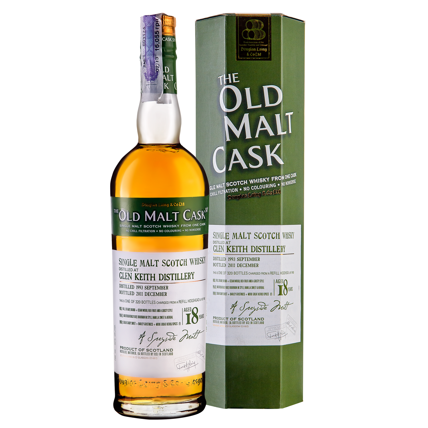 Виски Glen Keith Vintage 1993 18YO, односолодовый, 0,7л, Шпейсайд