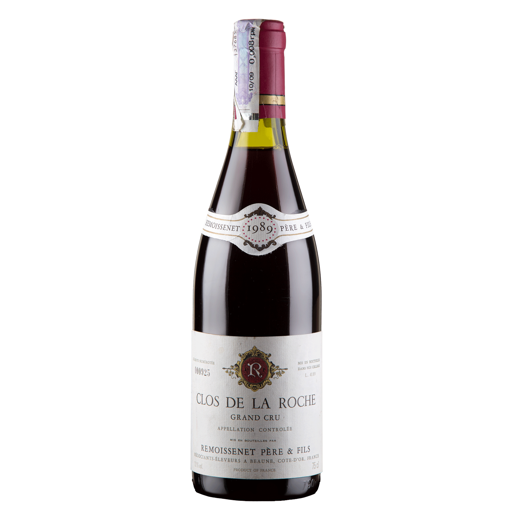 Вино Remoissenet Clos de la Roche GrCru 1989, красное сухое, 0,75