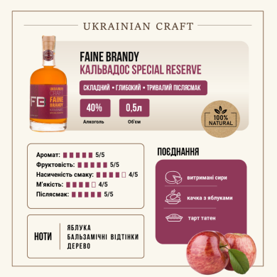 Файне Бренді Кальвадос Спешиал Резерв характеристика