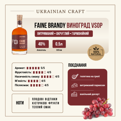 Файне Бренді Виноград VSOP опис