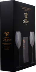 Набор подарочный Шато Чизай Селект Пино Нуар + 2 бокала, красное полусладкое, Украина, 1 бутылка