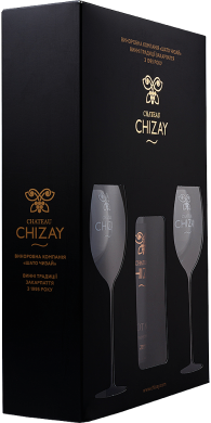 Набор подарочный Шато Чизай Селект Пино Нуар + 2 бокала, красное полусладкое, Украина, 1 бутылка